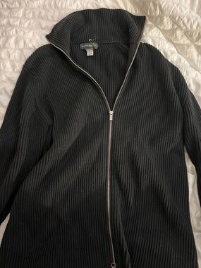 Banana Republic Black Ribbed Zip Cardigan Jacket